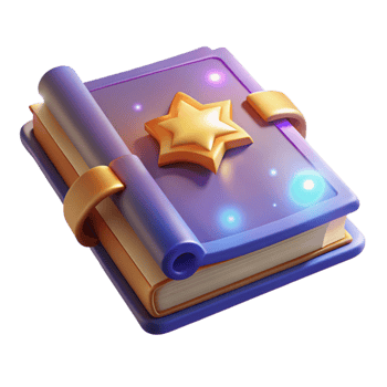 elegant modern Magic book, levitating, glowing, detailed png