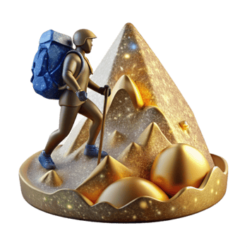 serene vintage Silhouette Hiker Reaching Summit Isolated genuine png