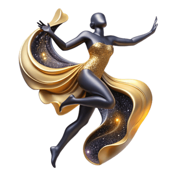 wonderful vintage Silhouette of a Dancing Figure Cutout with Flowing Movement professional png