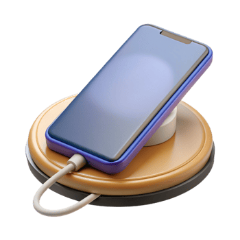 serene artistic Smartphone charging on wireless charging pad original png