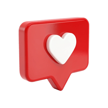 3D Red Notification Bubble with White Heart Icon Social Media png