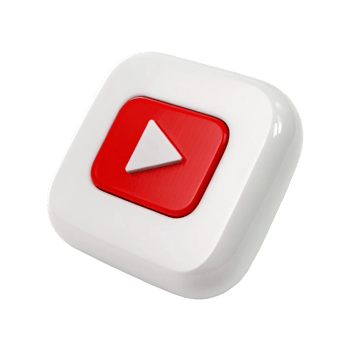 3D Red Play Button Icon Modern White Square Media Interface Element png