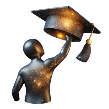 beautiful abstract Silhouette of Graduate Throwing Cap Isolated premium png