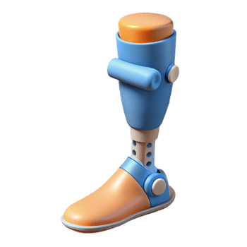 vibrant classic 3D printed prosthetic leg detailed png