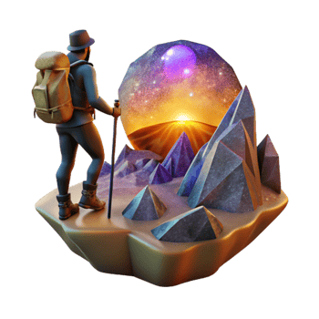 dramatic artistic Silhouette of Person Hiking at Sunset Cutout genuine png