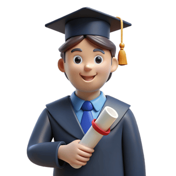 serene artistic Graduate student, holding a diploma, original png