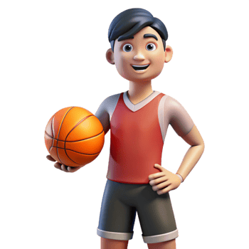 elegant rustic Athlete holding a basketball, premium png