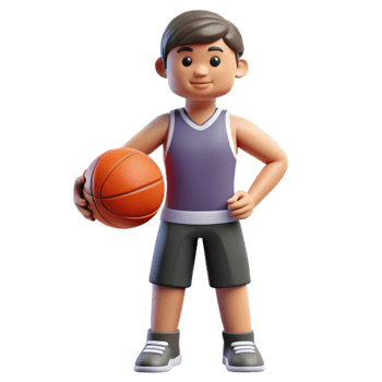 serene contemporary Athlete holding a basketball, exclusive png