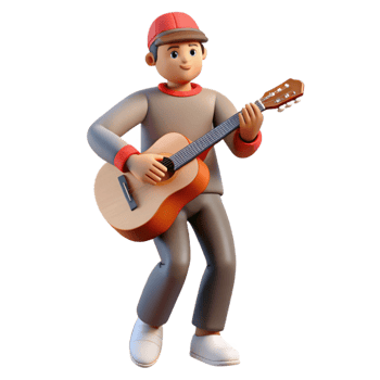 magnificent contemporary Musician playing a guitar, high quality png