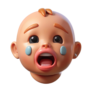 magnificent classic Crying baby face, detailed png