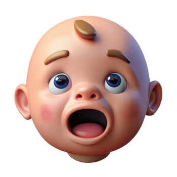 stunning rustic Crying baby face, high quality png