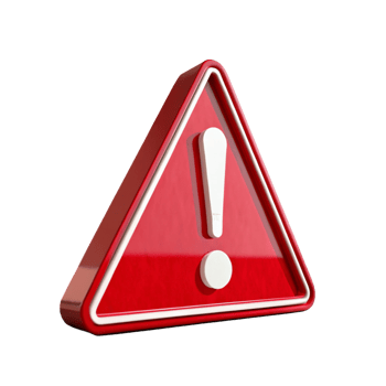 3D Red Warning Triangle Sign Exclamation Mark png