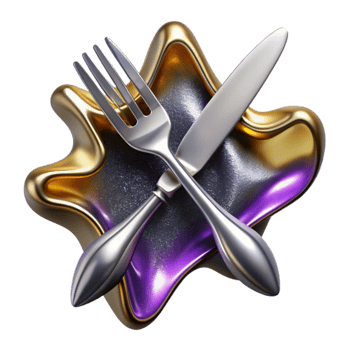 dramatic rustic Silver Fork and Knife Crossed Cutout detailed png