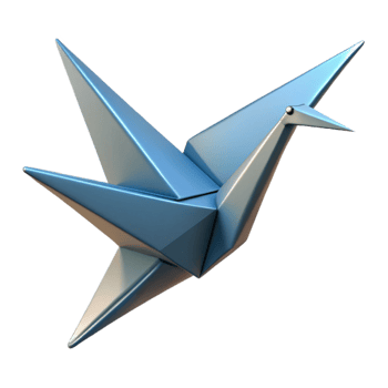 dramatic abstract A single, unfolding origami crane mid-flight, 4K png