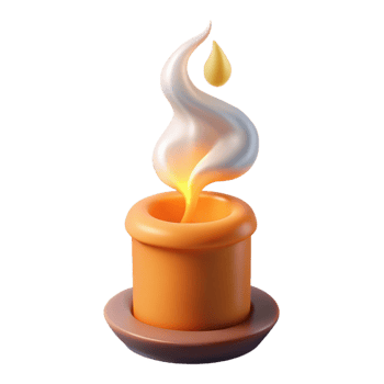 magnificent classic A single, burning candle flame with a wisp of smoke, detailed png