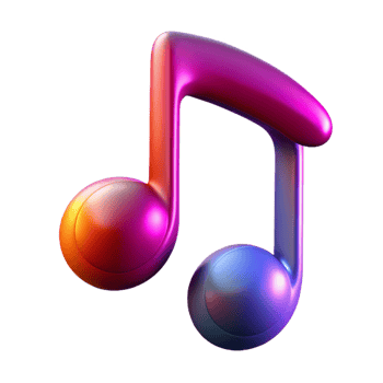 extraordinary modern A single, floating musical note with vibrant colors, authentic png