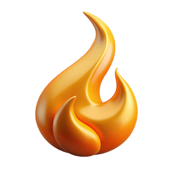 beautiful creative A single, stylized flame with dynamic, swirling shapes, genuine png