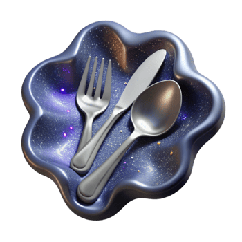 serene traditional Silver Spoon and Fork Transparent Background high quality png