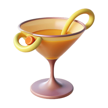 serene traditional A single, stylized cocktail glass with abstract garnish, authentic png