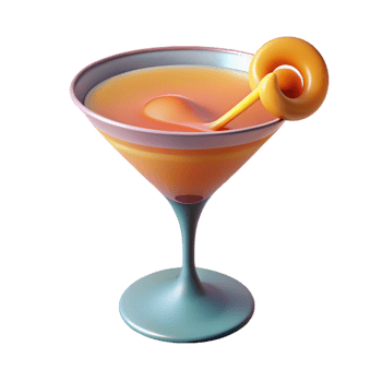 extraordinary abstract A single, stylized cocktail glass with abstract garnish, detailed png