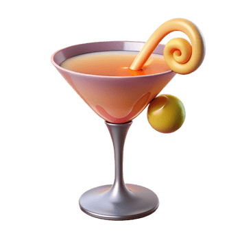 vibrant contemporary A single, stylized cocktail glass with abstract garnish, genuine png
