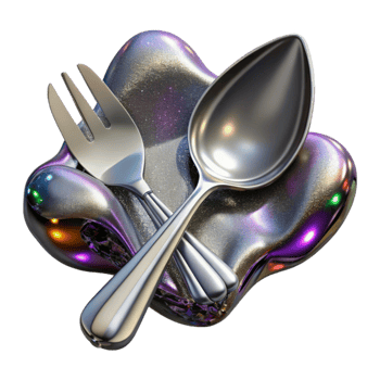serene abstract Silver Spoon and Fork Transparent Background premium png