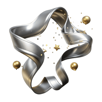 vibrant contemporary Silver Streamers Falling Down Isolated on Transparent Background Element authentic png