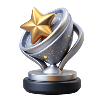 impressive rustic Silver Trophy with Star Detail Cutout Isolated genuine png