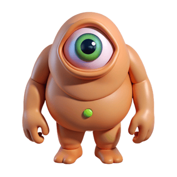 beautiful artistic Cyclops, one-eyed giant, fierce expression original png