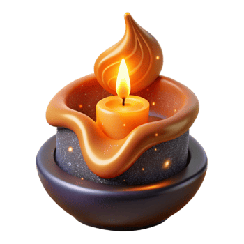 vibrant artistic Single Burning Candle Cutout with Warm Orange Glow original png