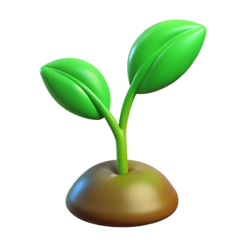 vibrant abstract Green sprout with two leaves high quality png