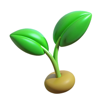 elegant classic Green sprout with two leaves authentic png