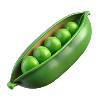 dramatic traditional Green pea pod open with peas visible authentic png