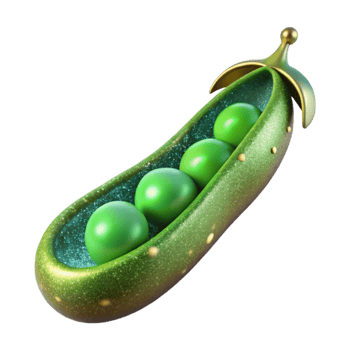 serene creative Single Green Pea Pod Isolated Element premium png