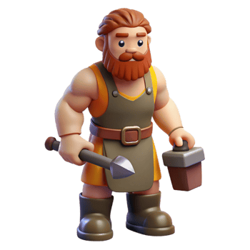 beautiful traditional Hephaestus, Greek god of the forge, with a hammer 4K png