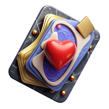 wonderful rustic Single Playing Card Cutout with Red Heart Symbol premium png