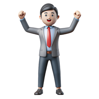 stunning abstract Businessman, power pose, premium png