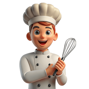 beautiful classic Chef, holding whisk, smiling confidently, original png