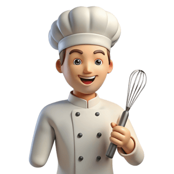extraordinary artistic Chef, holding whisk, smiling confidently, 4K png