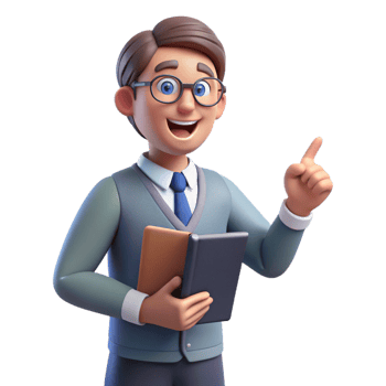 magnificent creative Teacher, pointing to book, engaging expression, detailed png