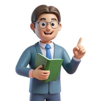 elegant classic Teacher, pointing to book, engaging expression, premium png