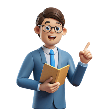 impressive rustic Teacher, pointing to book, engaging expression, detailed png