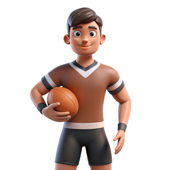 elegant creative Athlete, holding football, determined look, premium png