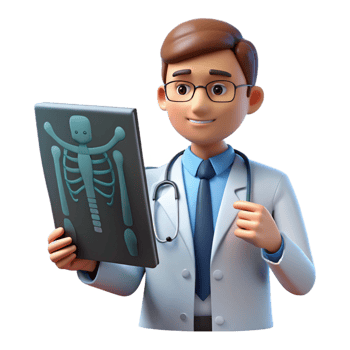 elegant minimalist Doctor, examining x-ray, concerned look, detailed png