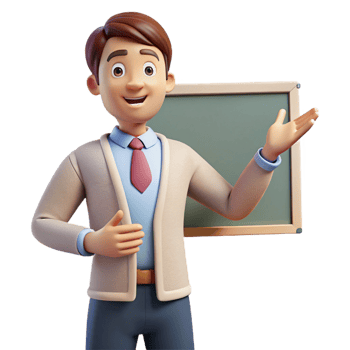vibrant artistic Teacher, explaining lesson, enthusiastic gesture, 4K png