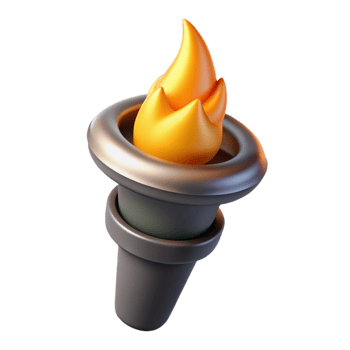dramatic contemporary A single, burning torch, casting a flickering light authentic png
