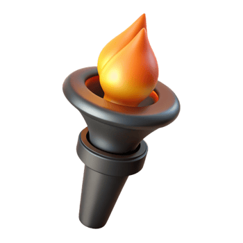 dramatic modern A single, burning torch, casting a flickering light 4K png