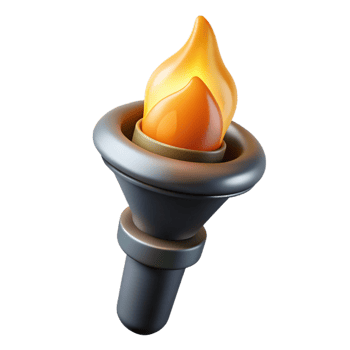vibrant modern A single, burning torch, casting a flickering light exclusive png