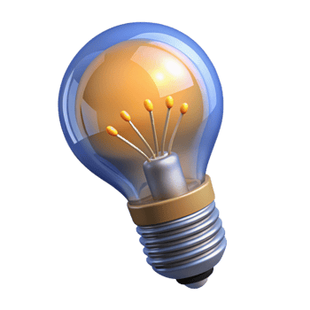 wonderful abstract A light bulb, filament glowing original png