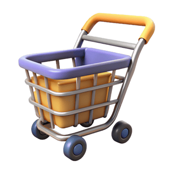 vibrant vintage A shopping cart, empty professional png